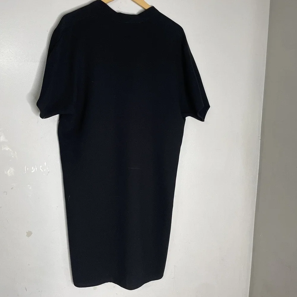 Vince Women's Crepe Elbow Sleeve Double‎ V-Neck Dress in Navy Size Medium
